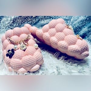 Pink Bubble Slides w/ Jewelry Embellishments